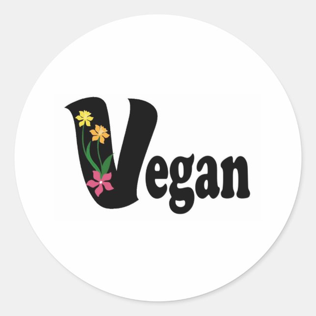 Vegan Flower Classic Round Sticker (Front)