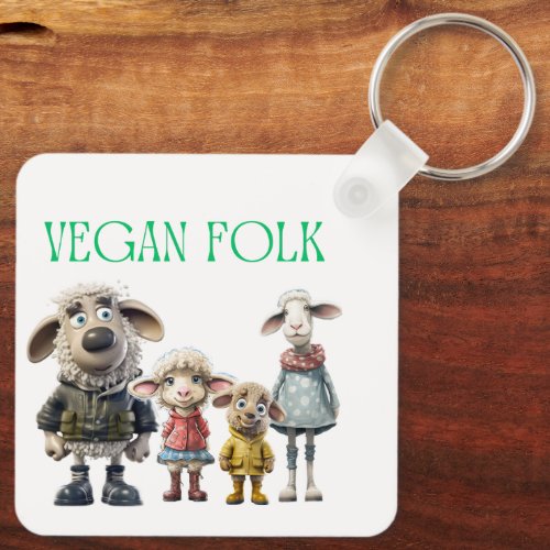 Vegan Folk Sheep Family Keychain