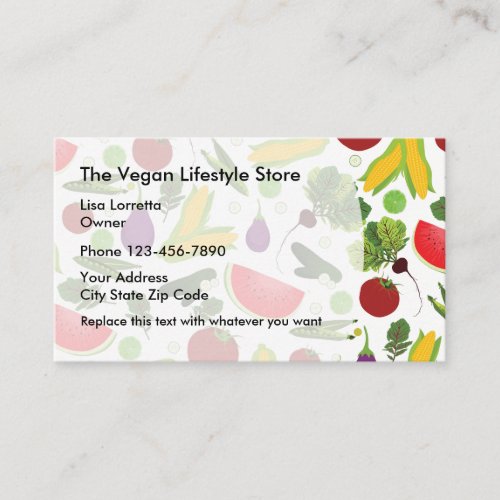 Vegan Food And Wellness Store Business Card