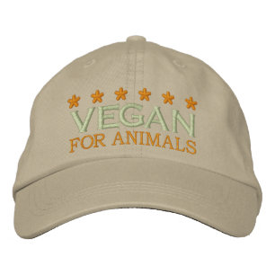 VEGAN FOR ANIMALS EMBROIDERED BASEBALL HAT