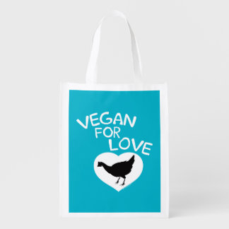 Vegan for Love of Animals Reusable Grocery Bag
