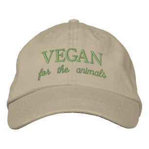 Vegan for the animals beige embroidered hat