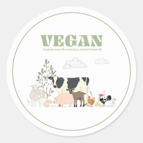 Vegan for the Animals Classic Round Sticker