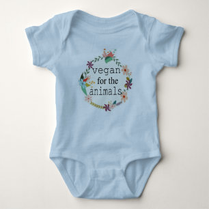 Vegan for the animals floral design vest baby bodysuit