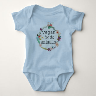 Vegan for the animals floral design vest baby bodysuit