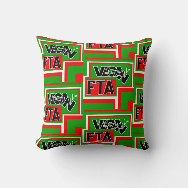 Vegan For The Animals (FTA)      Throw Pillow (Front)
