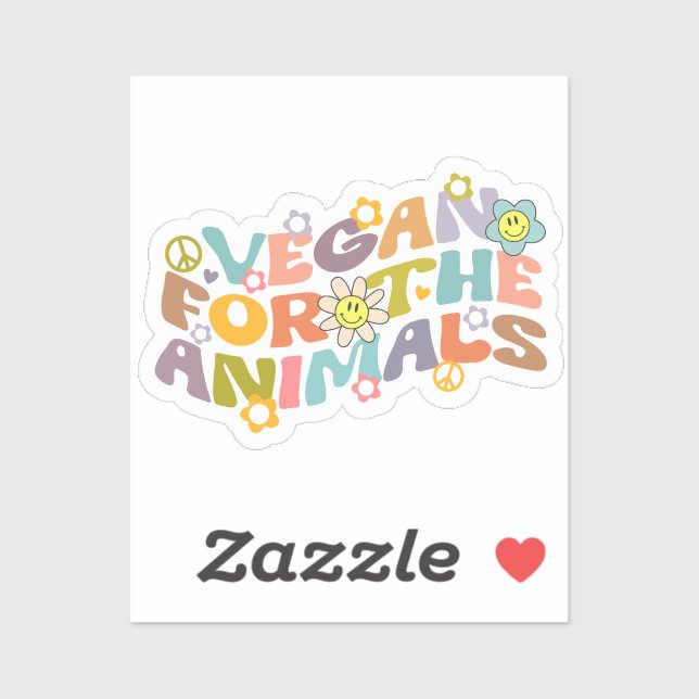 Vegan for the Animals, Retro Vegan  Sticker (Sheet)
