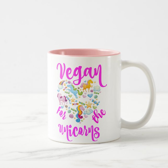 VEGAN for the unicorns Two-Tone Coffee Mug (Right)