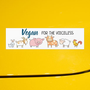 Vegan for the voiceless cute cartoon animals bumper sticker