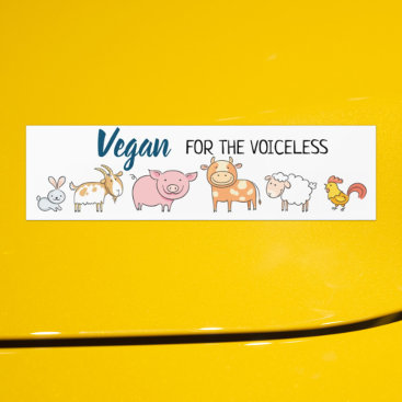 Vegan for the voiceless cute cartoon animals bumper sticker