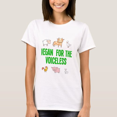 Vegan for the voiceless cute cartoon animals T_Shirt