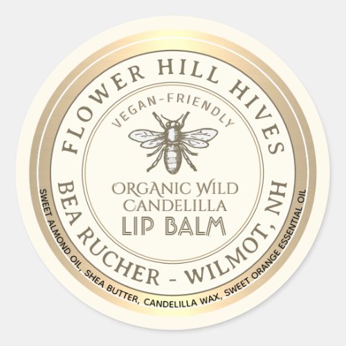 VEGAN FRIENDLY Candelilla wax Lip Balm Label 