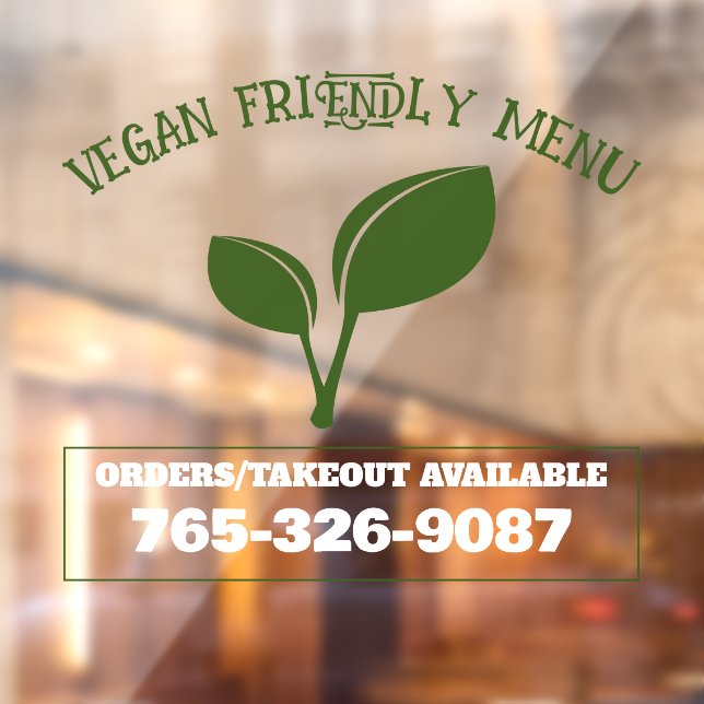 Vegan Friendly Menu Custom Window Cling (Sheet 2)