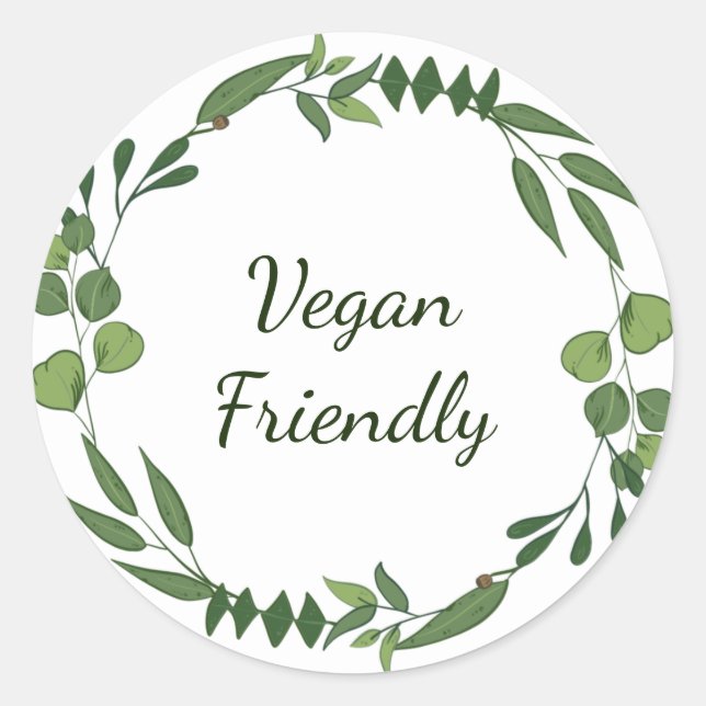 Vegan friendly wreath classic round sticker (Front)