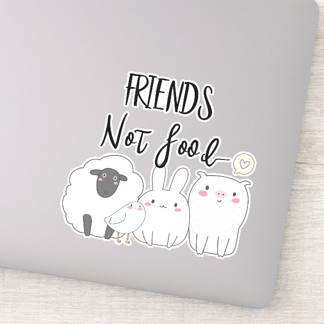 Vegan Friends Not Food Farm Animals Sticker (Detail)