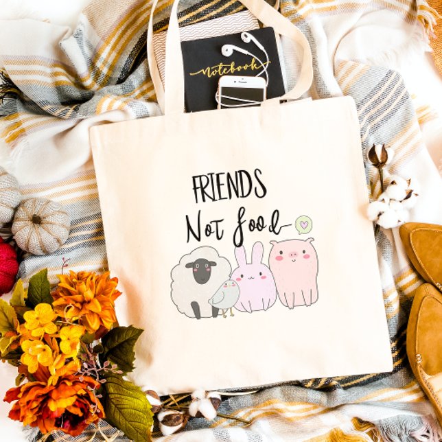 Vegan Friends Not Food Pig Sheep Resuable Tote Bag (Creator Uploaded)