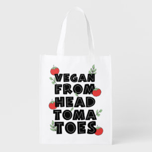 Vegan from head tomatoes grocery bag