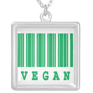 vegan funny barcode design silver plated necklace