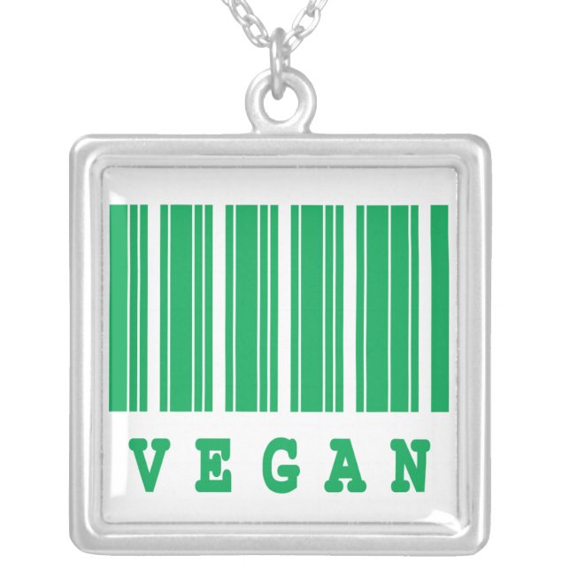 vegan funny barcode design silver plated necklace (Front)