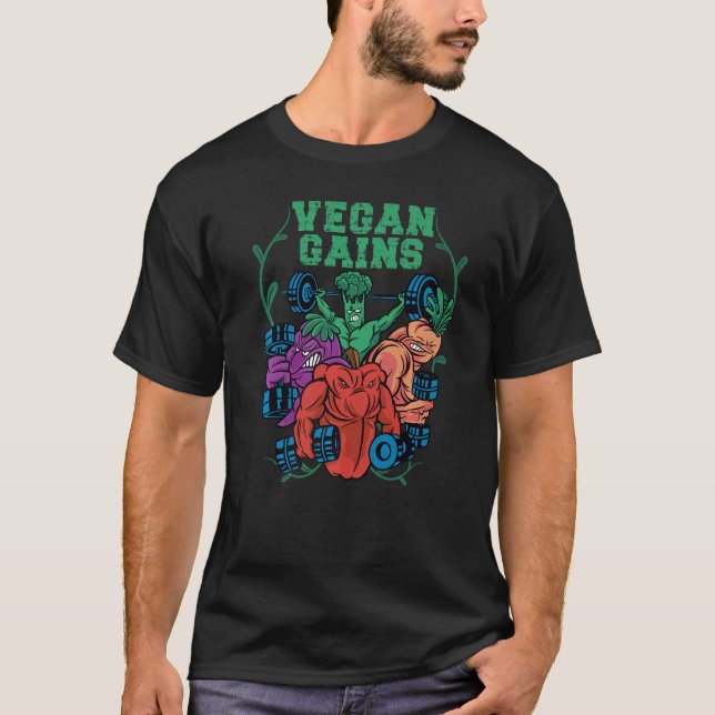 Vegan Gains Vegan Fitness T-Shirt (Front)