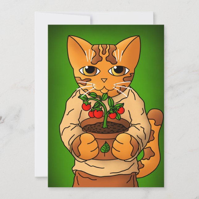 Vegan Gardener Cat Card (Front)