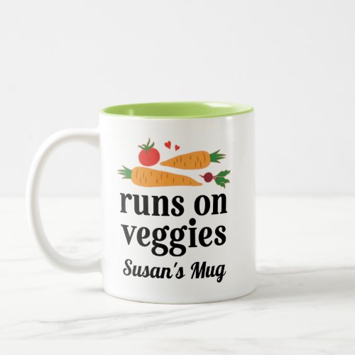 Vegan Gift Runs On Veggies Two_Tone Coffee Mug