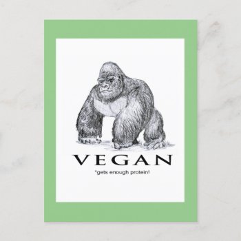Vegan Gorilla Gets Enough Protein Funny Postcard by Sideview at Zazzle