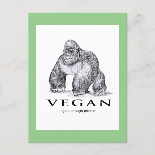 Vegan gorilla gets enough protein funny postcard