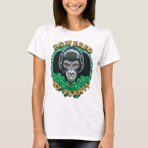 Vegan Gorilla - Powered By Plants Quote T-Shirt