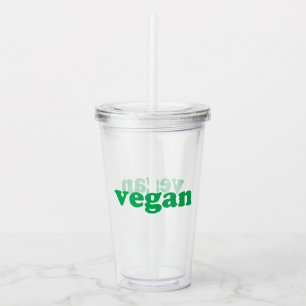 "vegan" green letters acrylic tumbler