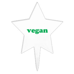"vegan" green letters, white background cake pick