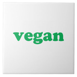 "vegan" green letters, white background ceramic tile