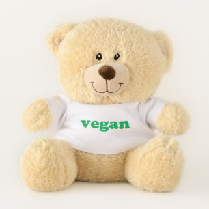 Vegan green modern typography cute teddy bear