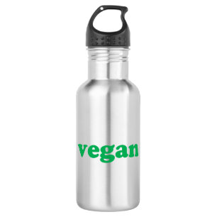 Vegan green modern typography minimalist stainless steel water bottle