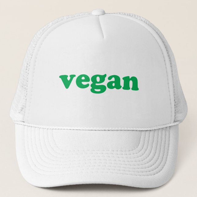 Vegan green modern typography trucker hat (Front)