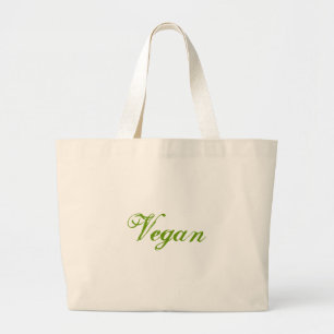 Vegan. Green. Slogan. Custom Large Tote Bag