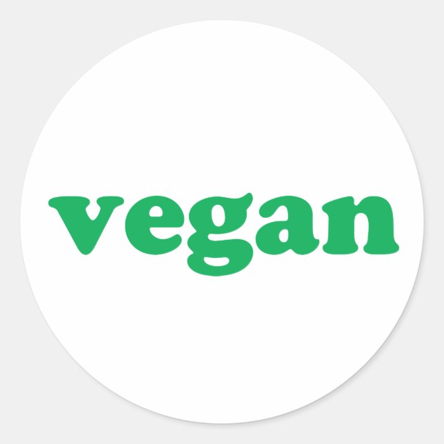 Vegan green white modern simple seal sticker label (Front)