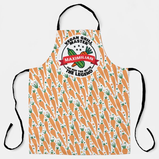 Vegan grill master man myth legend carrots apron (Front)
