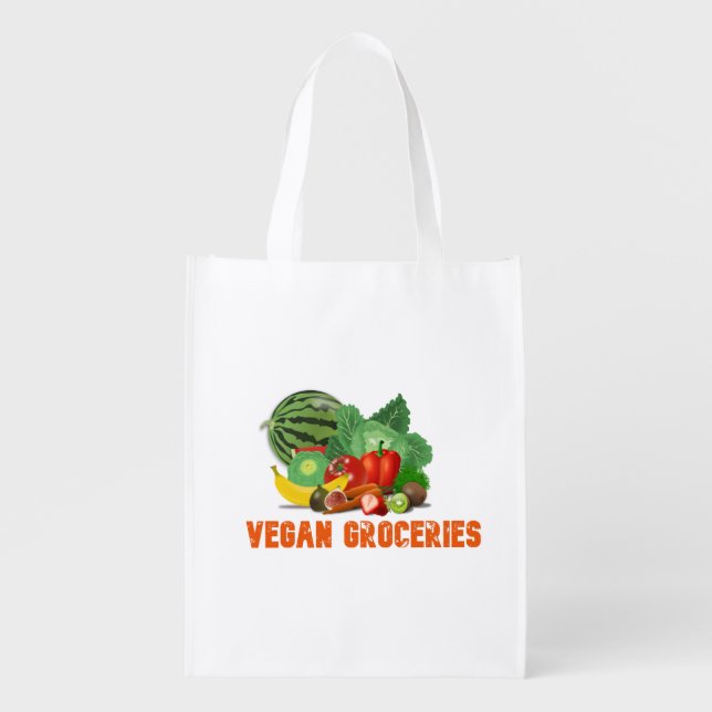 Vegan Groceries Grocery Bag (Front)