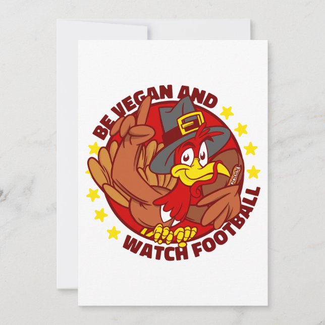 vegan happy thanksgiving turkey football invitation (Front)