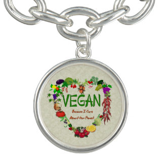 Vegan Heart Charm Bracelet