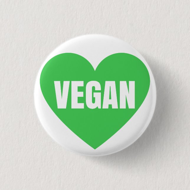 VEGAN HEART PINBACK BUTTON (Front)