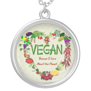 Vegan Heart Silver Plated Necklace by orsobear at Zazzle