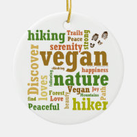 Vegan Hiker Hiking Word Cloud Ceramic Ornament
