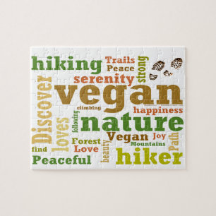 Vegan Hiker Hiking Word Cloud Jigsaw Puzzle