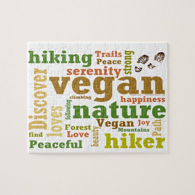 Vegan Hiker Hiking Word Cloud Jigsaw Puzzle (Horizontal)