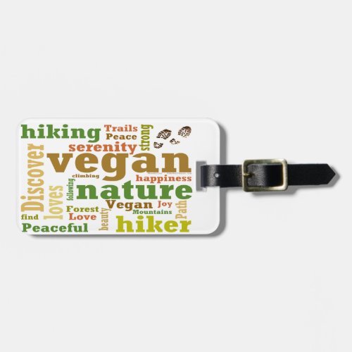 Vegan Hiker Hiking Word Cloud Luggage Tag