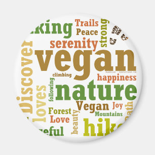 Vegan Hiker Hiking Word Cloud Magnet