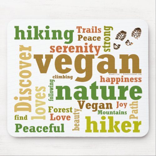 Vegan Hiker Hiking Word Cloud Mouse Pad