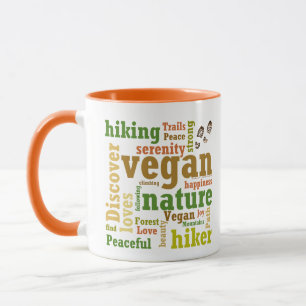 Vegan Hiker Hiking Word Cloud Mug